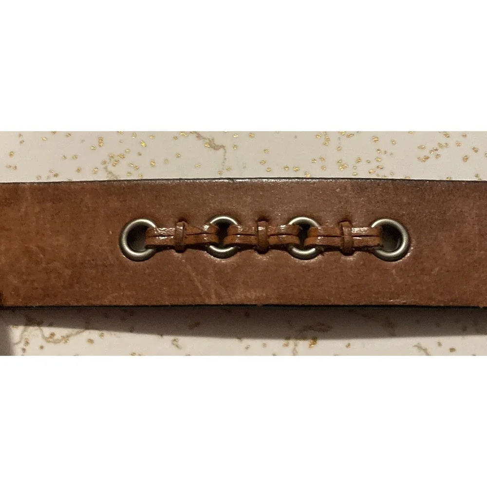 Dockers Mens XL Genuine Leather‎ Belt Brown Whipstitch Grommet
